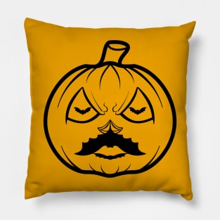 "Line art pumpkin with bat eyes and mustache" Pillow