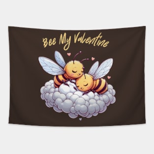 couple of bees embracing on a cloud, Bee My Valentine Tapestry