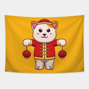 Cute Chinese cat artwork Tapestry