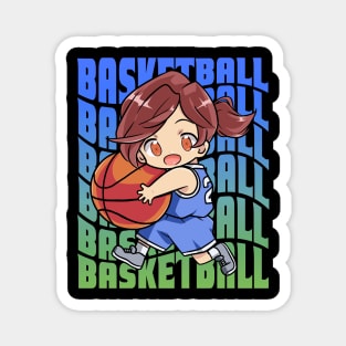 Girl Basketball Player Hoops Chibi Magnet