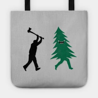 Funny Christmas Tree Hunted by lumberjack (Funny Humor) Tote