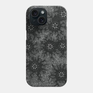 Aboriginal Art - Waterhole Dreaming Black White Phone Case