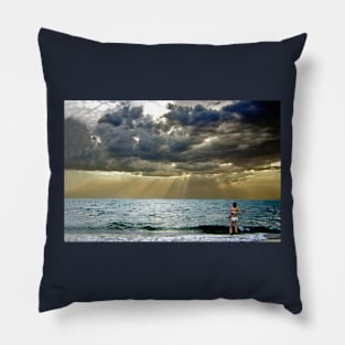 Bikini girl at dusk Pillow