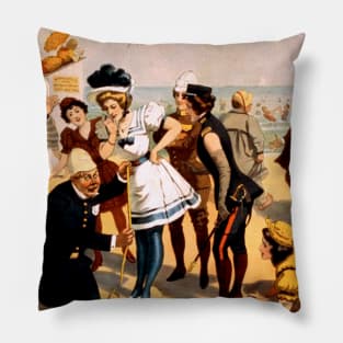 Beach Scene Vintage Pillow