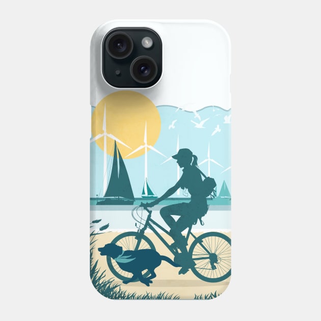 Bicycling on the Beach with Toby Phone Case by PalmGallery