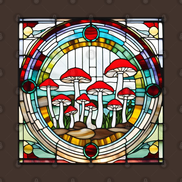 Carmine Mushroom Stained Glass by Xie