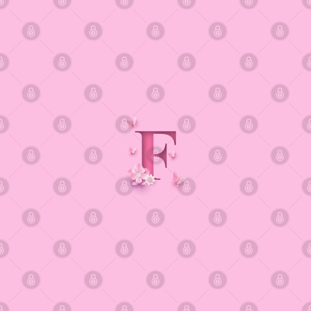 F Letter Personalized, Pink Minimal Cute Design, Birthday Gift, Christmas Gift, by PRINTPOSE