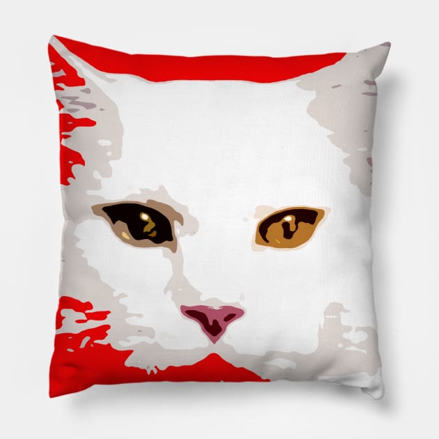 white cat Pillow by oryan80