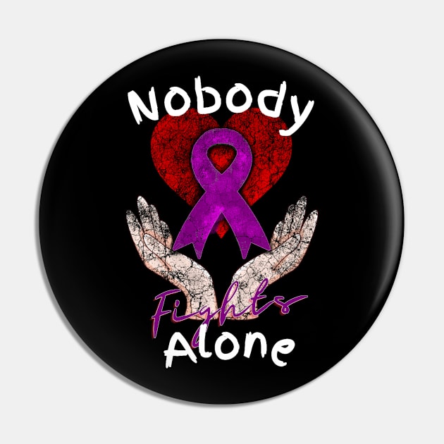 Nobody Fights Alone AAlzheimer's Support Pin by chiinta