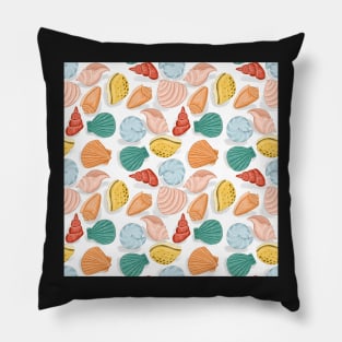 Seashells-hand-drawn-sea-shells-white-beach Pillow