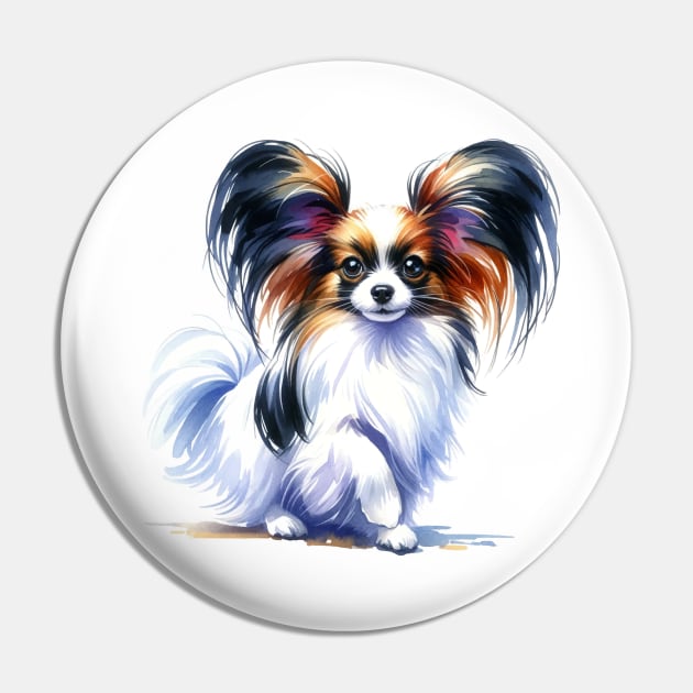 Papillon Watercolor Painting - Beautiful Dog Pin by Edd Paint Something