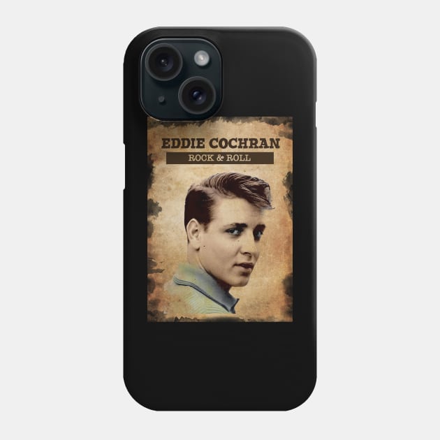 Vintage Old Paper 80s Style Eddie Cochran rock n roll Phone Case by Madesu Art