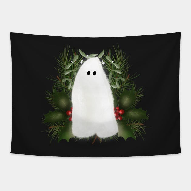 Christmas Spirit Ghost Print Tapestry by TGSC