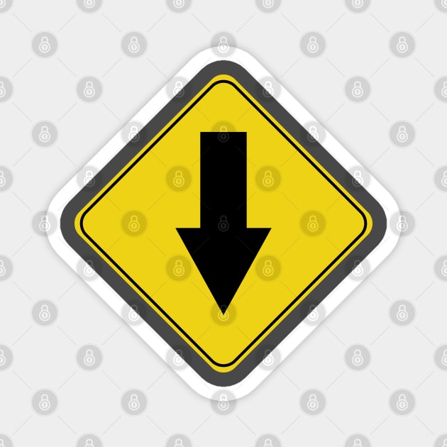 Caution Road Sign Down Arrow Magnet by shanestillz