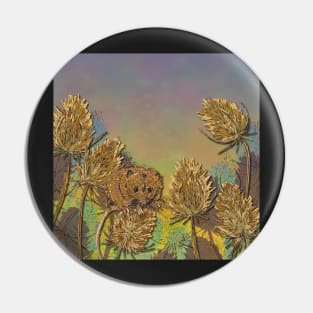 Harvest Mouse and Teasels Pin