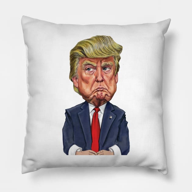 Cartoon of Donald Trump Pouting Pillow by hclara23