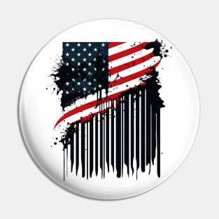 American flag ink as barcode Pin