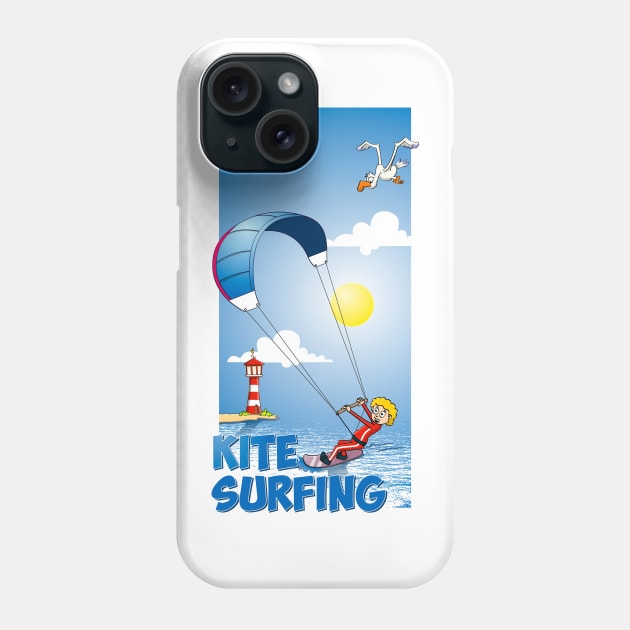 Funny and colourful kite surfing illustration Phone Case by Stefs-Red-Shop