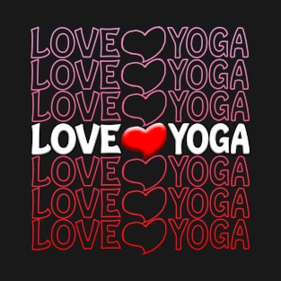 Love Yoga Heart Repeat Text Red T-Shirt