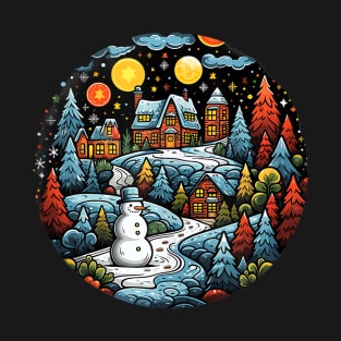 Christmas Women's - Cute Snowman Xmas - Elf Village T-Shirt