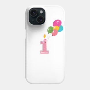 Happy first birthday colorful balloon Phone Case