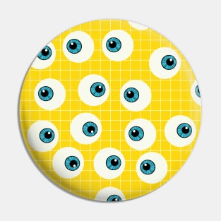 Cute Blue Eyes on Yellow Background Pin