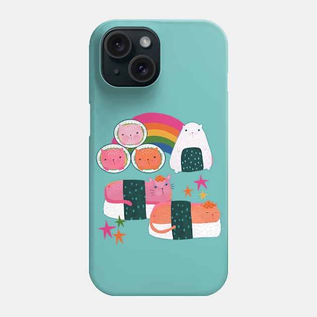 Sushi Cat Rainbow Rolls Phone Case by Kathy Osborne Studio