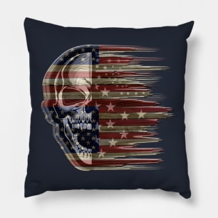 Distressed American Flag Skull Pillow