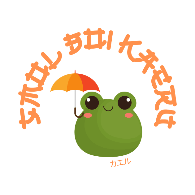 Kawaii Frog Cute Smol Boi Kaeru Frog with Umbrella by nathalieaynie