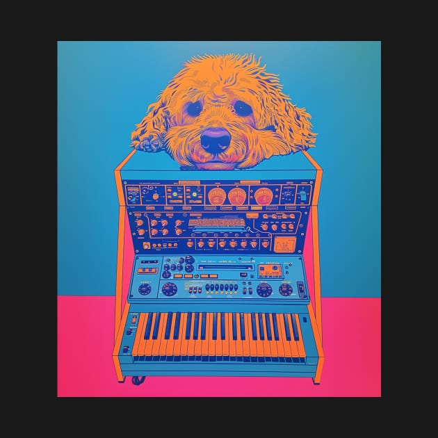 Goldendoodle Dog on Music Instrument Pop Art by TeeTrendz