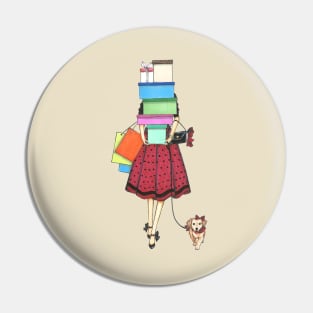 Shopping Lady Pin