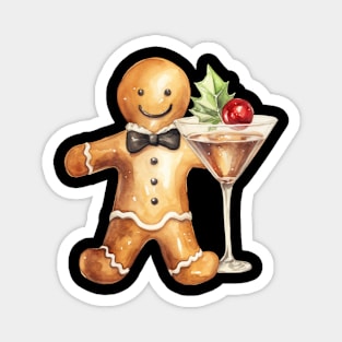 Christmas Gingerbread Man Holding a Cute Glass Magnet