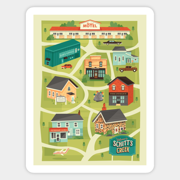 Schitt's Creek Town Map - Schitts Creek - Sticker