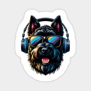 Grinning Black Russian Terrier as Smiling DJ Magnet