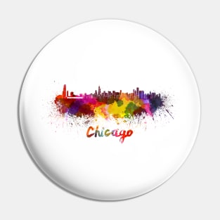 Chicago skyline in watercolor Pin