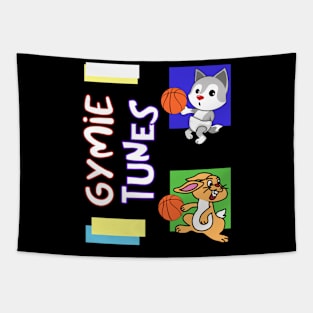 Gymie Tunes Basketball Cartoon Retro Puzzle Tapestry