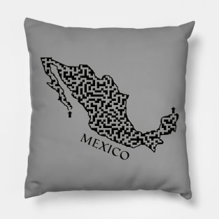 Mexico Outline Maze & Labyrinth Pillow