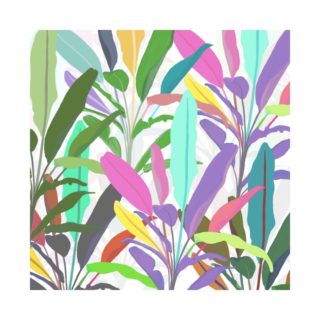 Tropical colorful banana leaves white Pattern by NdesignTrend