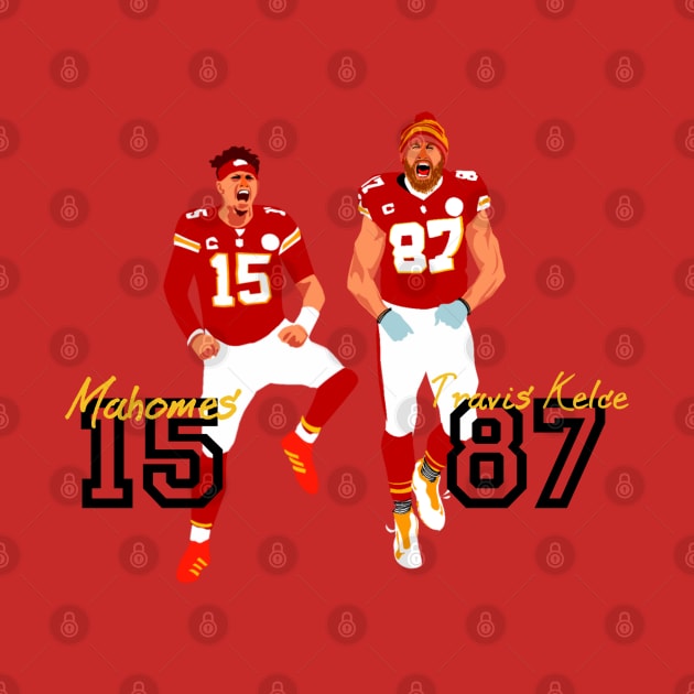 Mahomes 15 and Travis Kelce 87 by Mic jr