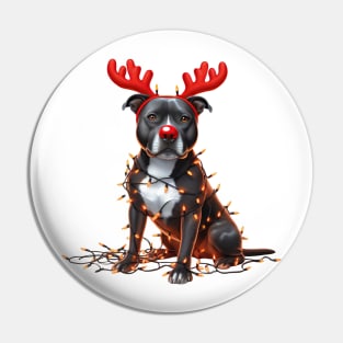 Christmas Red Nose Staffordshire Bull Terrier Dog Pin