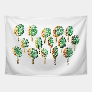Cross Stitch Trees - marsala background Tapestry