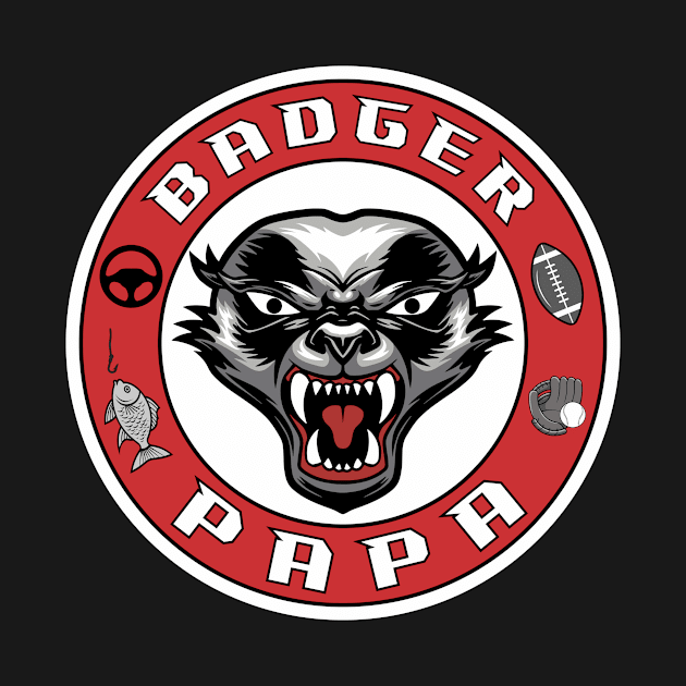 Badger Papa, funny graphic t-shirt for fierce fathers who work hard to raise kids and protect their families from danger by Cat In Orbit ®