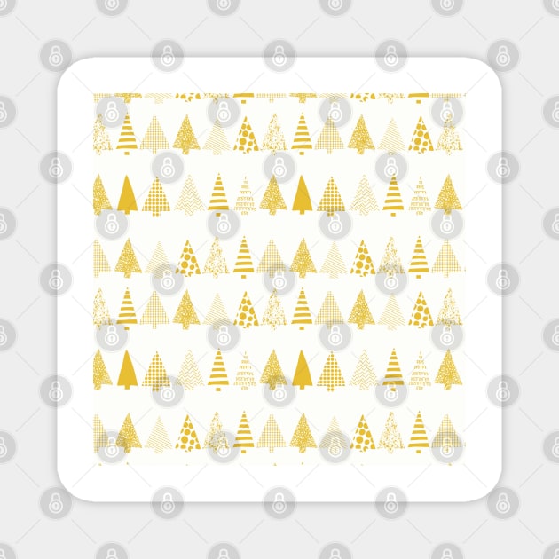 Golden textured Christmas tree silhouettes on white Magnet by Sandra Hutter Designs