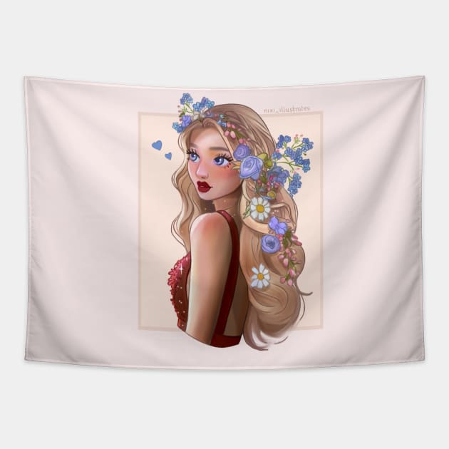 Flowers in her hair Tapestry by Nixi