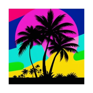 90s Beach Vacation Palm Tree Neon Spring Summer Graphic T-Shirt