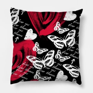 Butterfly pattern with watercolor hearts Pillow