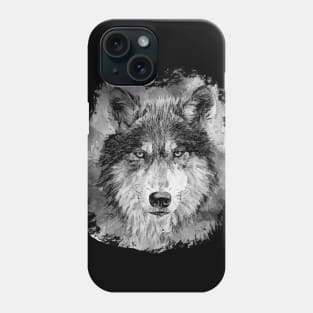 Wolf face black and white painted design Phone Case