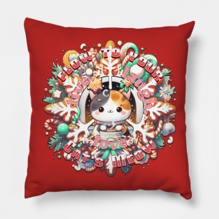 Christmas Cat Wreath Flow To Your Cats Meow 6C1 Pillow