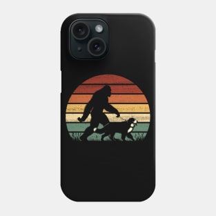 Bigfoot Sasquatch Walking Bernese Mountain Dog Retro Sunset Hiking  Phone Case