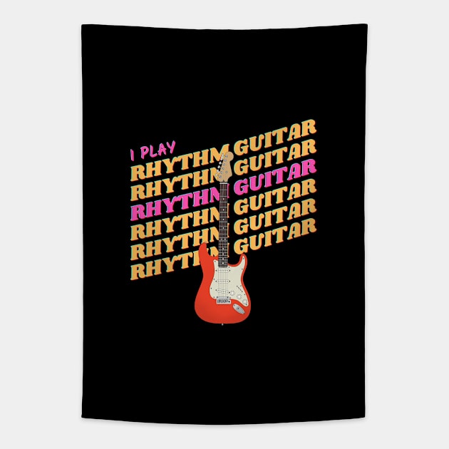 I Play Rhythm Guitar Fiesta Red Guitar Tapestry by nightsworthy